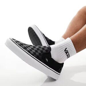 VANS Gray & Black Classic Checkerboard Slip on Sneakers Women's 7.5 Men's 6